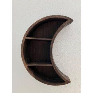 New Moon Shelf Wall Mounted Moon Wall Decor Crystal Display Shelf Crescent Wood